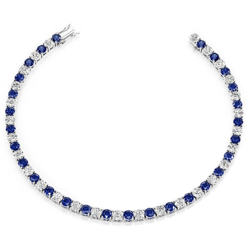 7.50 CTW AGI Certified Lab Created Blue Sapphire & Diamond Tennis